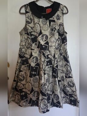 ModCloth Black and Cream Tarot Print Circle Skirt